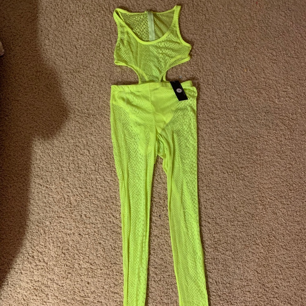Neon Yellow Sheer Jumpsuit